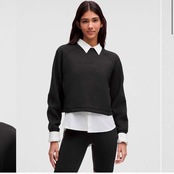 Lululemon Smooth Spacer Cropped Pullover Graphic Black Size 14 - Picture 1 of 15